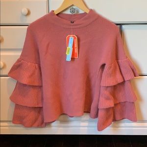 Gianni Bini Pink Ruffle Sleeve Sweater